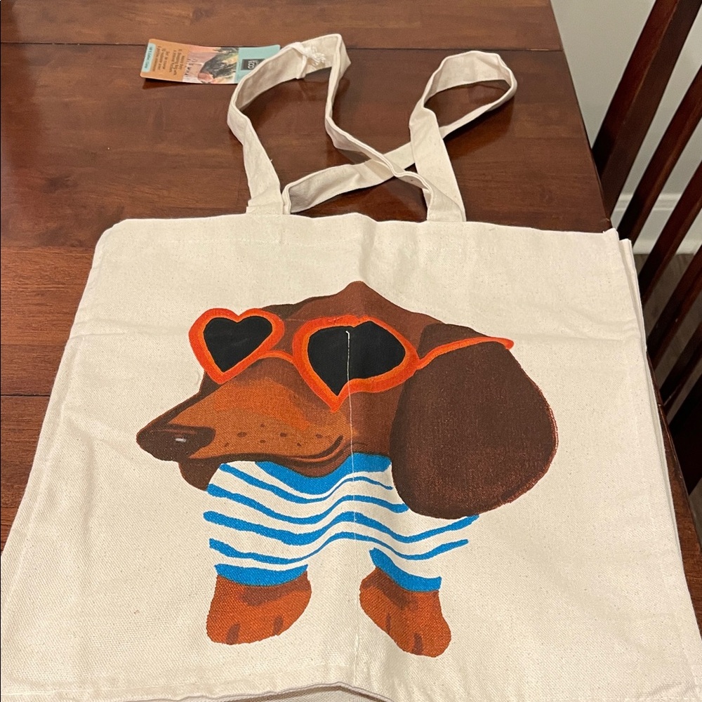 Canvas Tote with Dachshund Print